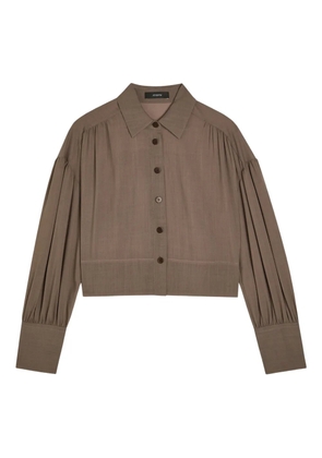 JOSEPH Anais button gathered-sleeve shirt - Brown