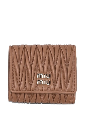 Miu Miu logo-lettering wallet - Brown