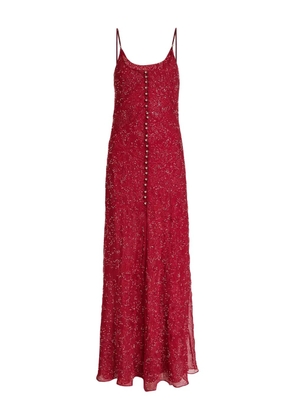 Rabanne button-embellished slip gown - Red