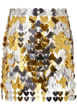 Rabanne heart-paillettes chainmail mini skirt - Gold