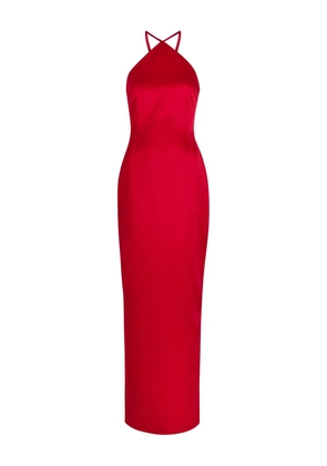 Solace London Fern halterneck satin maxi dress - Red