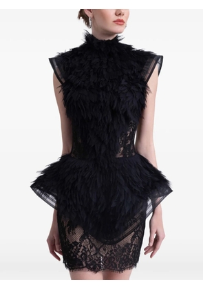 Gemy Maalouf ruffled tulle short dress - Black