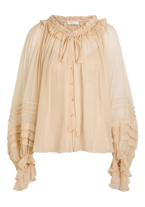 ZIMMERMANN Rebellion Corded ruffled blouse - Neutrals
