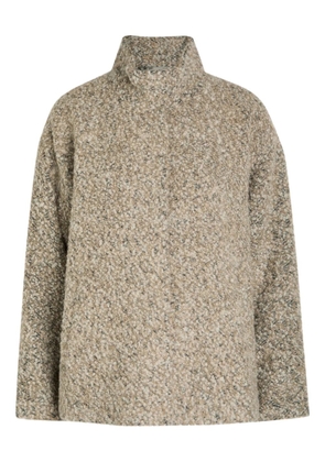 Eileen Fisher funnel-neck bouclé-texture jacket - Neutrals