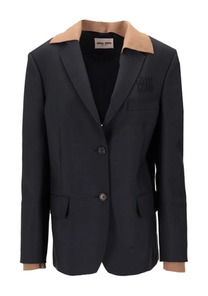 Miu Miu contrast-collar single-breasted blazer - Black