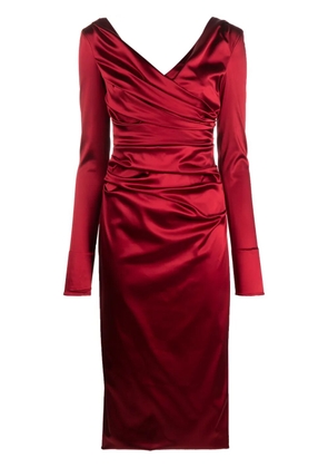 Dolce & Gabbana draped satin midi dress - Red