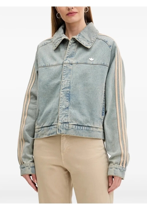 adidas stripe-detail logo-plaque denim jacket - Blue