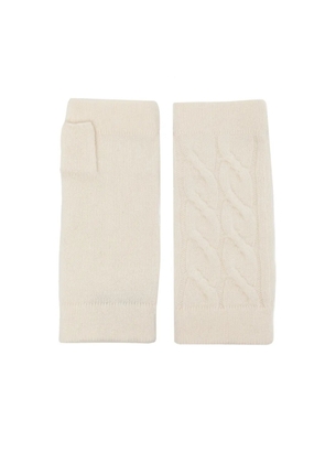 N.Peal cable-knit fingerless gloves - White