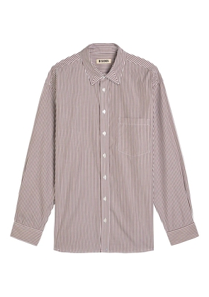 B SIDES Nolan striped pocket shirt - Brown