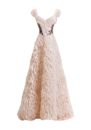 Gemy Maalouf off-shoulder ruffled dress - Neutrals