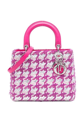 Christian Dior Pre-Owned 2013 Medium Lambskin And Tweed Lady Dior satchel - Pink