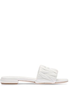 Miu Miu Matelassé nappa leather slides - White