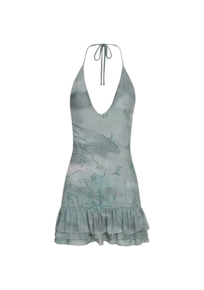 Amir Slama x Jade Picon ruffled halterneck mini dress - Blue