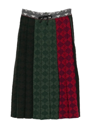 YANYAN KNITS argyle-checked midi skirt - Brown