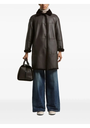 Peserico faux fur-collar coat - Brown