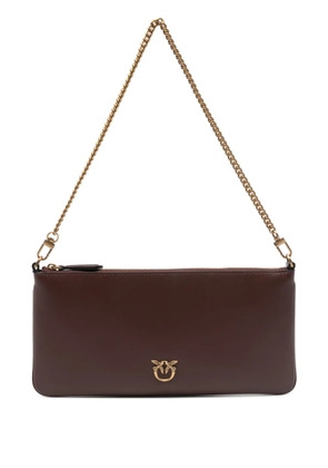 PINKO chain logo clutch bag - Brown
