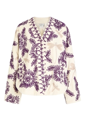 Forte Forte floral-embroidered jacket - Neutrals