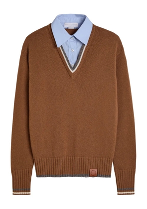 Stella McCartney Hybrid knit shirt sweater - Brown