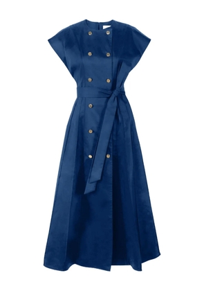 Carolina Herrera double-breasted midi dress with sash - Blue