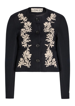 S.S.DALEY Ophelia floral-embroidered button jacket - Black