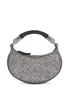 Balmain mini Ebene suede crystal tote bag - Silver