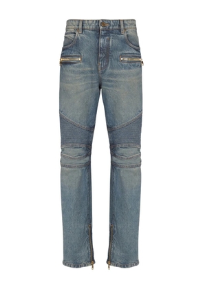 Balmain Biker zip-pocket cotton jeans - Blue