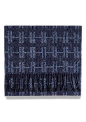 Hackett monogram-pattern scarf - Blue