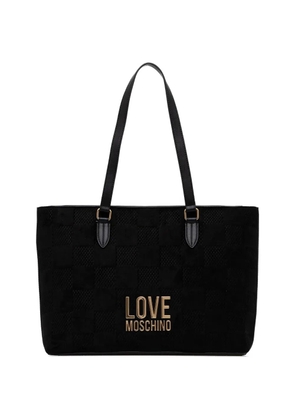 Love Moschino checked-pattern logo-detail tote bag - Black