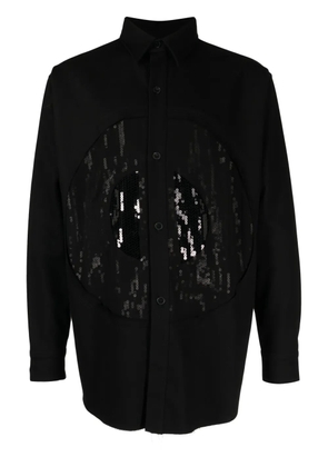 Edward Cuming sequinned spread-collar shirt - Black