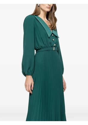 NISSA pleated belted midi dress - Green
