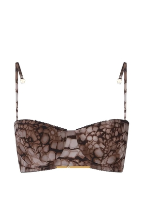 Elisabetta Franchi alligator-patterned bra - Brown