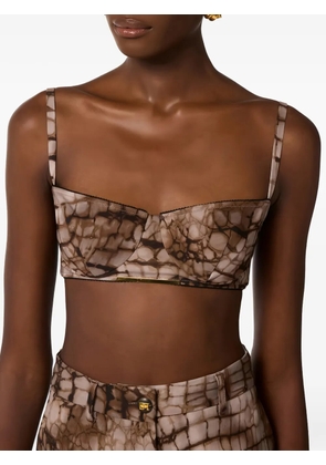 Elisabetta Franchi alligator-patterned bra - Brown