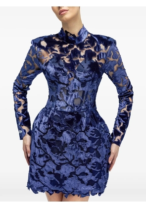 ARAFTU lace long-sleeved mini dress - Blue