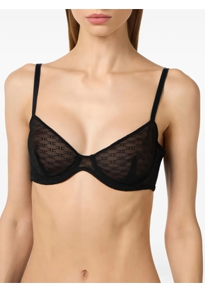 Elisabetta Franchi monogram tulle bra - Black