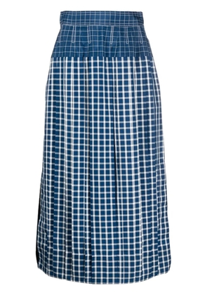 Tory Burch panelled check midi skirt - Blue