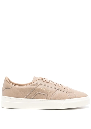 Santoni logo-stamp leather sneakers - Neutrals
