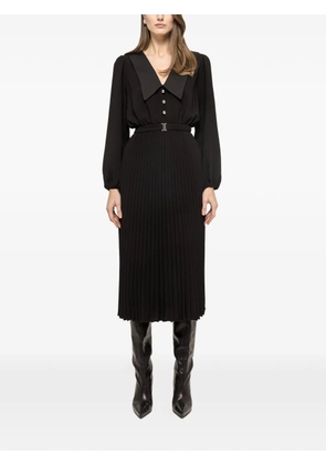NISSA pleated belted midi dress - Black