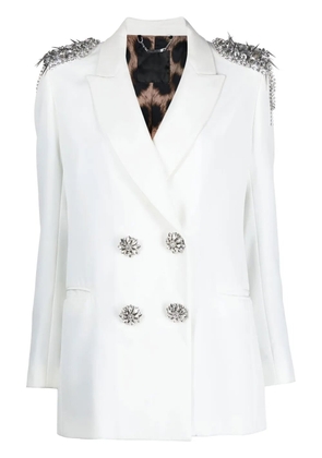 Philipp Plein crystal-embellished double-breasted blazer - White