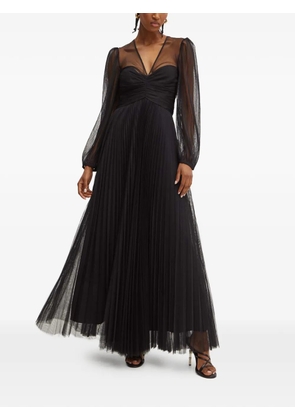 TWINSET pleated tulle-overlay maxi dress - Black