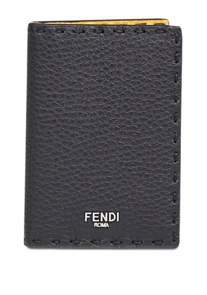 FENDI logo stitched leather cardholder - Black