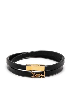 Saint Laurent double-wrap leather bracelet - Black