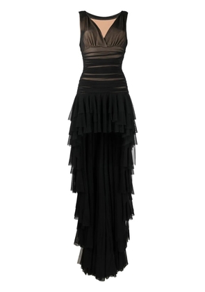 Norma Kamali Tara shirred high-low gown - Black