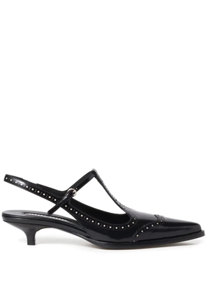 Miu Miu Brushed leather brogue slingback T-strap pumps - Black