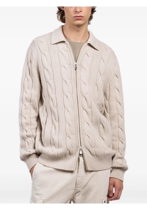 Gran Sasso cable-knit zip sweater - Neutrals