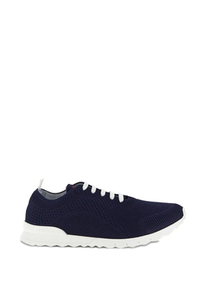 Kiton knitwear logo embroidery sneakers - Blue