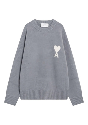 AMI Paris heart-logo crew-neck sweater - Grey
