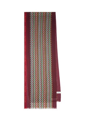 Paul Smith check-pattern wool-silk scarf - Brown
