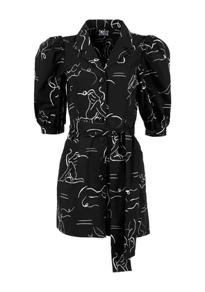 Lhd puff sleeve print dress - Black