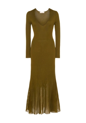 Ulla Johnson Zeda V-neck ribbed-knit midi dress - Green