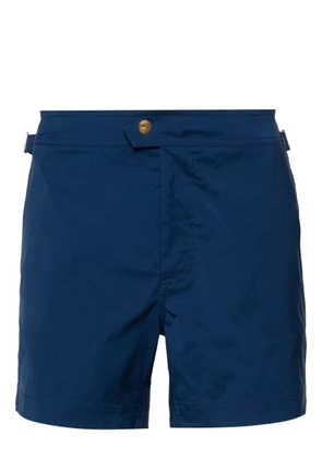 TOM FORD logo-buckle compact-poplin swim shorts - Blue